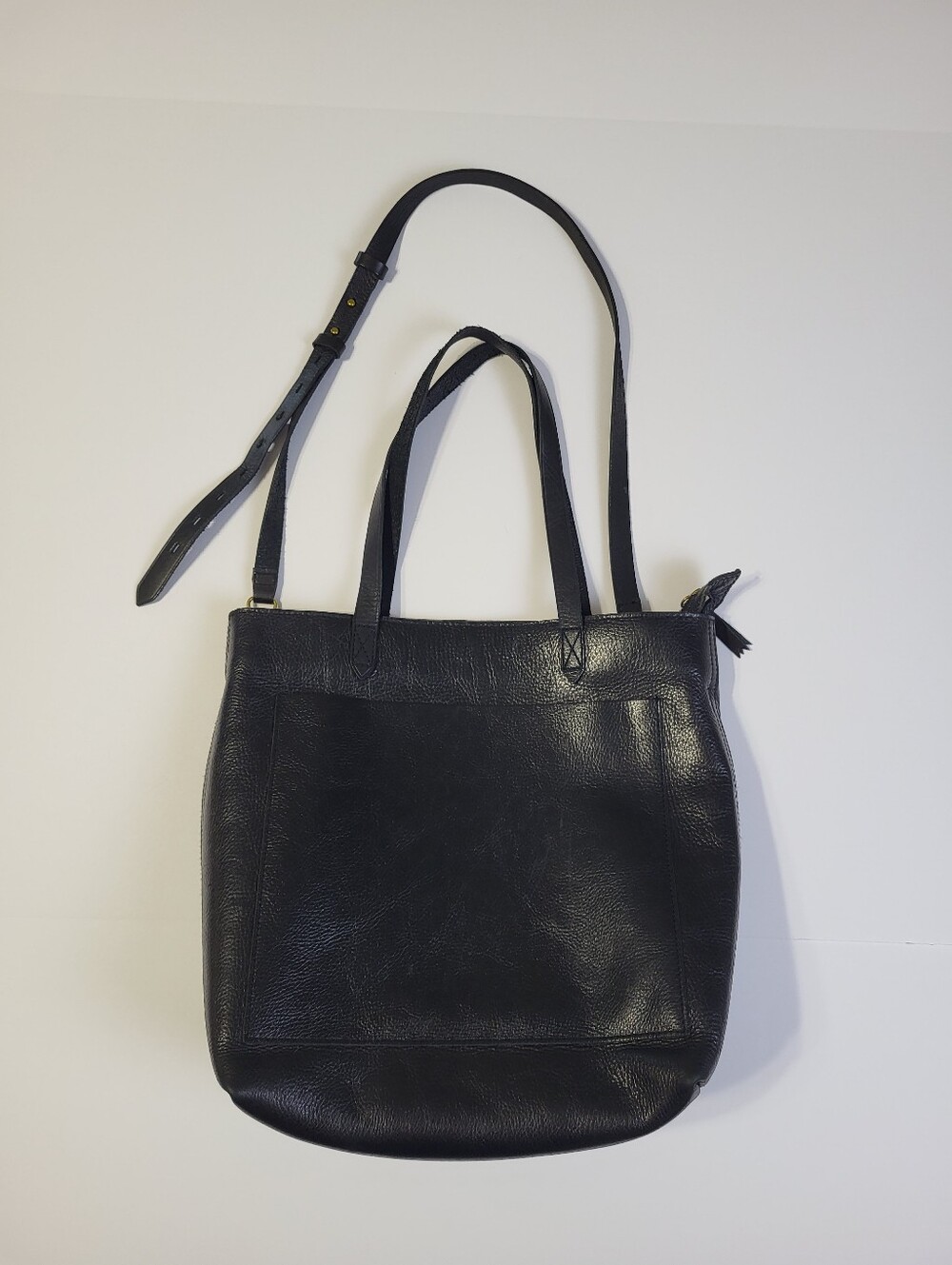 Madewell Zip Top Leather Transport Tote Crossbody Bag Black Shoulder‎